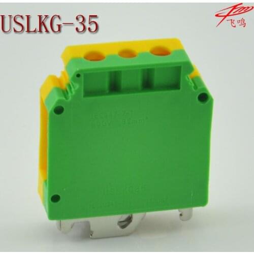 USLKG-35grounding terminal Pure copper yellow green earth terminal row double-color earthing terminal guide terminals USLKG35