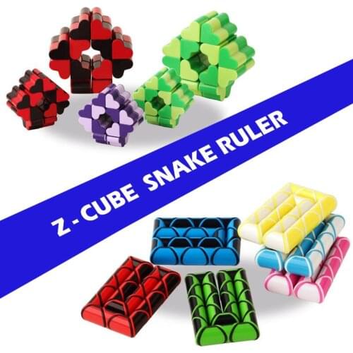 MINIMagic cube Snake Toy Blocks Ruler Magic Snake Twist stickless Puzzle Strange-shape color Educational Funny Toys For Children