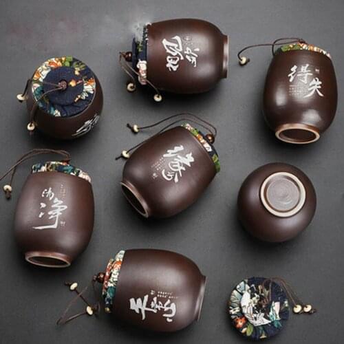 Ceramic Small Storage Tank with Cover Retro Creative Sealed Cans Kitchen Spice Jar Purple Clay Tea Caddy Portable Canister