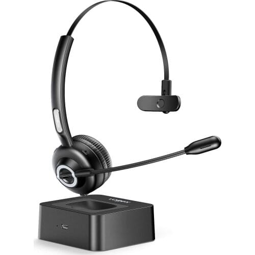 Call Center Mono Headset Bluetooth Skype Phone Wireless Trucker School Office Business Headphones w Mic