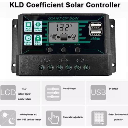 MPPT PWM Solar Charge Controller 12V 24V Solar Panel Battery Regulator 2 USB Port LCD Display 10A 20A 30A 40A 50A 60A 100A
