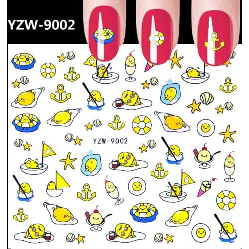 Cartoon nail art sticker fashion summer flowers eggs human Graffiti 3D manicure decoration water transfer nail decals FW049