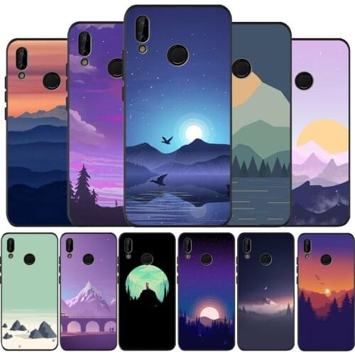 Simple view black Silicone soft Phone Case for huawei P40 P30 P20 P10 Pro P9 Lite Psmart 2019 Y6 Y9 cover