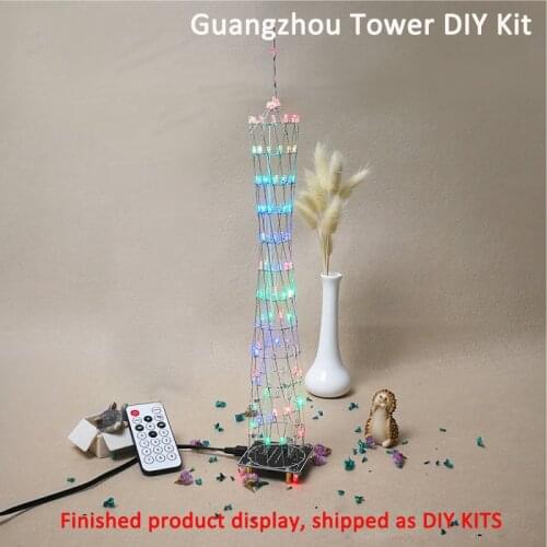 Small Version) GuangZhou Tower Diy Kit Music Spectrum Lamp Diy Light Cube Kit Electronic DIY Production Parts