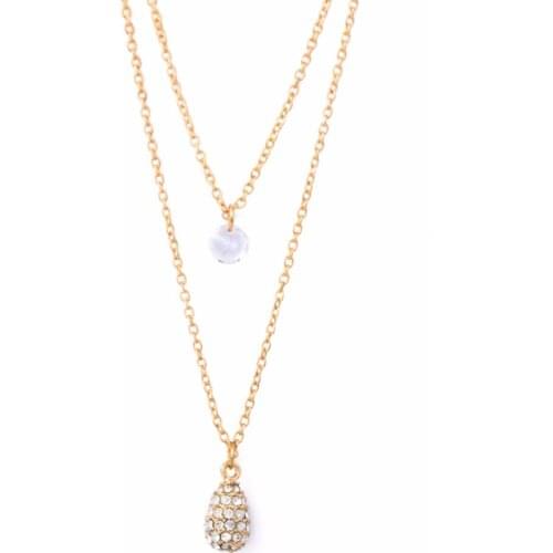 2020 New Vintage Round Chokers Necklaces Fashion Multi 2Layer Crystal Pendant Necklace Statement Bohemian Jewelry for Women