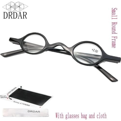DRDAR New 2020 Reading Glasses 6808 Womens Mini frame Round Retro Style Men Reading mirror Fashion black +125 +400