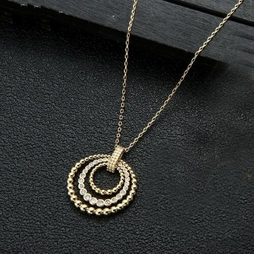 RAKOL 2021 New Gold Color Round Circle Shape Cz Zircon Choker Necklace for Women Fashion Party Jewelry RN3110