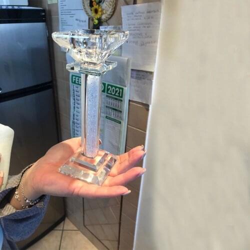 New Upscale Crystal Candle Holder Glass Figurine Lighting Table Decor Wedding Room Romantic Party Supplies Crystal Candlestick