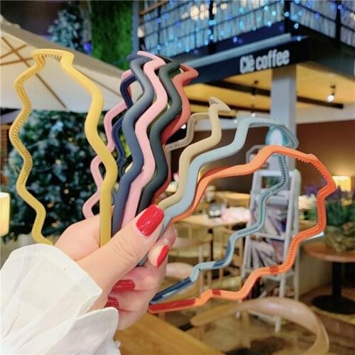 Fashion Casual Color Wave Hair Hoop Simple Women Solid Acrylic Headbands Sweet Cute Girls Bands For Hair Accessories Headwear