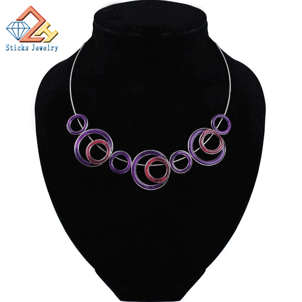 Sticks Jewelry Charm Vintage Trendy Necklace Geometric Double Color Enamel Activity Accessories Rope Fashion Necklace for Women