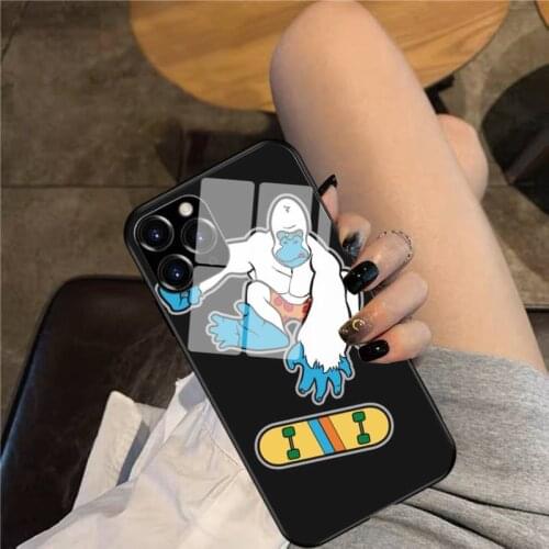 Kick-Flip Yeti Phone Case Glass Phone Case For iphone 12 11 Pro Max XS XR X 8 7 Plus SE2 Case