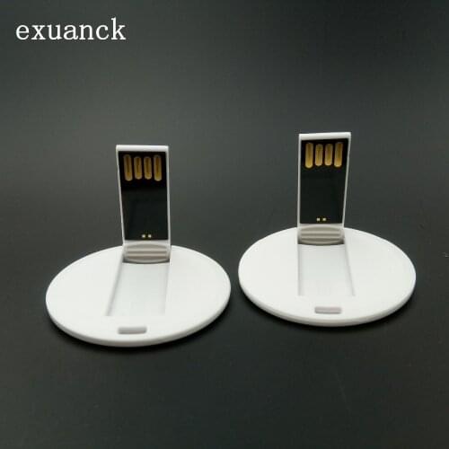 Exuanck Custom Logo Plastic Round Card Usb 2.0 Pen Drives 4GB - 32GB Flash Stick Photography Gift (Over 10pcs Free Print )