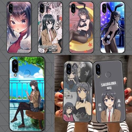 Anime Girl Mai Sakurajima Phone case For Huawei Honor 6 7 8 9 10 10i 20 A C X Lite Pro Play black painting cover pretty funda