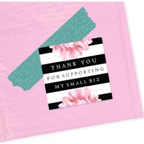 Custom Social Media Stickers，Thanks for Supporting My Small Biz Happy Mail Stickers ， 1.5 inches square