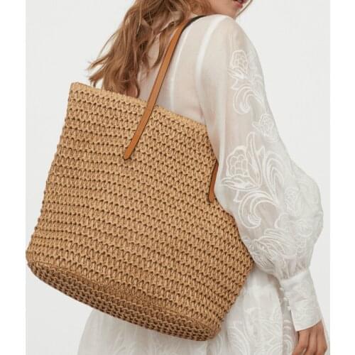 Casual Straw Large Capacity Tote Women Shoulder Bags Design Handbags Wicker Woven Summer Beach Bag Rattan Travel Big Purses 2021