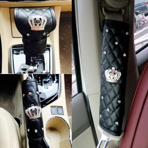 Luxury Diamond Auto Seat Belt Cover Hand Brake Gear Cover Car Seat Belt Shoulder Pad Car Styling Suit For All Car For honda lada