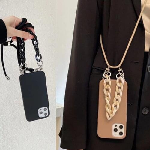 Luxury Crossbody Necklace Lanyard Chain Case For Huawei Y8S Y7P Y9A Y6P 2019 P smart 2020 plus S Z 2021 Marble Soft Cover