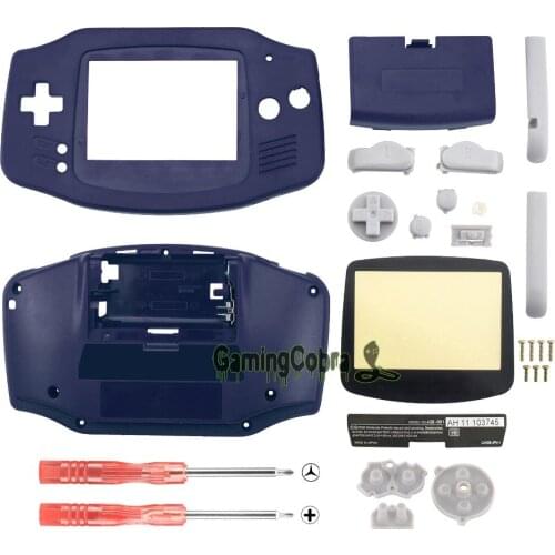 EXtremeRate Blue Solid Full Housing Shell Buttons with Screen Len for Gameboy Advance