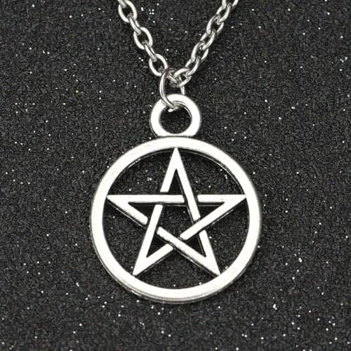 Supernatural Necklace Devils Trap Pentagram Pentacle Antique Silver Color Amulet Pendant Vintage Retro Movie Jewelry Wholesale