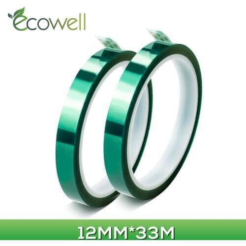 Ecowell 33M High Temperature tape for PCB Solder Plating Insulation Protection 12mm Green PET Tape Heat-resistant tape