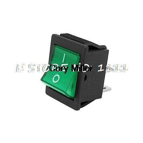 Green Light I/O On-Off 2 Position DPST Rocker Switch 4 Pin 16A 250V 15A 125V AC