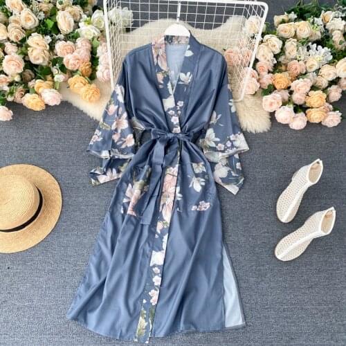 2021 Summer Women Bohemian Half sleeve Floral Female Casual Loose Kimono Cardigan Coats fashion Print Thin Coats