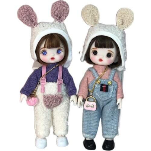 1/8 Scale 16cm Super Cute Mini Doll Smiling Angel Hand Makeup Pink Princess Dolls OB11 Body Joints Figure Model Toys Girl Gift