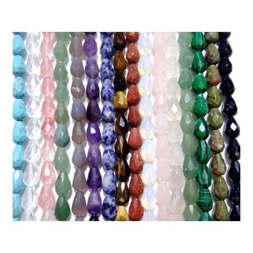 10*12mm natuursteen Rozenkwarts agaat Opaal Facet water drop spacer kralen voor Sieraden Maken Armband ketting 16 stks