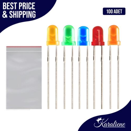 100Pcs/Lot 3MM LED GREEN/ORANGE/RED/YELLOW/BLUE Color Light Super Bright 3mm LED Diode Light Assorted Kit Diy Electronic