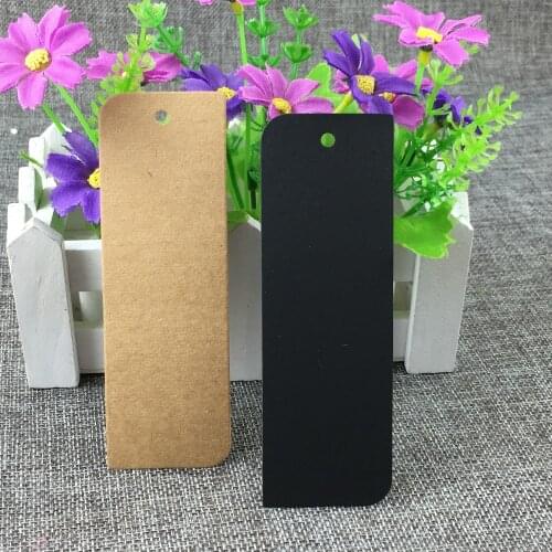 100Pcs 12x4cm Blank Paper Cards Black Hang Tags Kraft Price Tags/Gift Tag Packaging Labels Book Mark Favor
