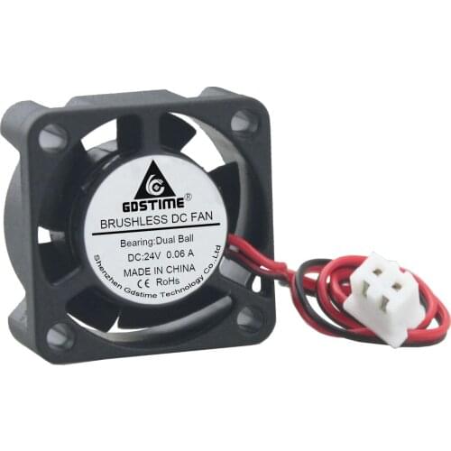 2pcs Gdstime Mini Axial Fan DC 24V 2Pin 25MM 25MM x 10MM 2510 Dual Ball Bearing Brushless Cooler Cooling Fan