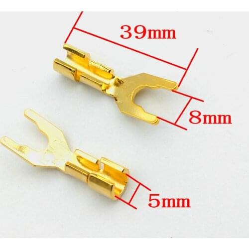 20pcs Copper Speaker Cable Spade Connector Terminal Plug Gold plated