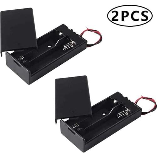 2Pcs18650 Battery Storage Case 2 Slots x 3.7V for 2x18650 Batteries Holder Box Container with ON/Off Leads and Switch