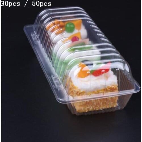 30/50pcs Cupcake Boxes And Packaging Transparant Clear Cake Box Disposable Rectangle Cake Box Fruit Dessert Sushi Roll Bread Box