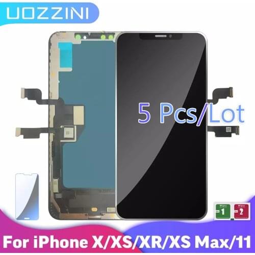 5pcs High Quality For iPhone XS MAX XS XR X 11 LCD Display Touch Screen Replacement Touch Digeiter Assembly+Tempered Film
