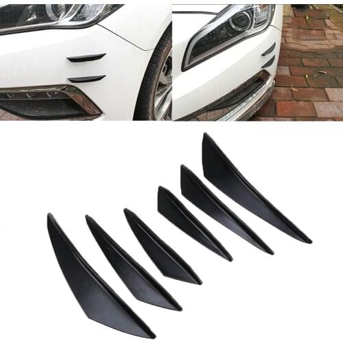 6pcs/set Car Front Bumper Lip Splitter Fin Air Knife Auto Body Kit Black Auto Spoiler Styling Decoration Accessories Parts