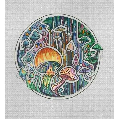 Oranges and anise Counted Cross Stitch Kit Cross stitch RS cotton with cross stitch Round mushroom