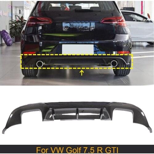 Car Rear Bumper Diffuser Lip Spoiler For VW Golf 7.5 R GTI 2D 4D MK7.5 Hatchback 2018-2020 Rear Bumper Diffuser Carbon Fiber