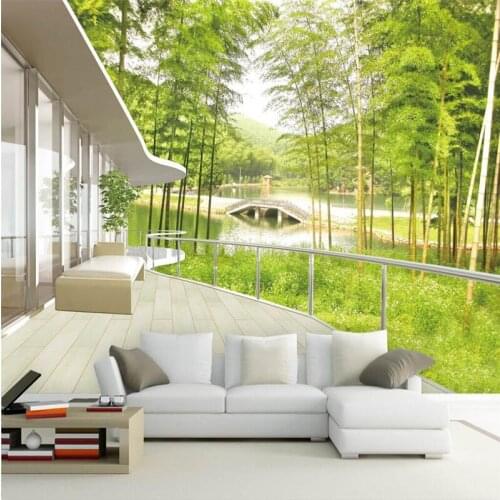 Beibehang Large 3d flooring balcony green landscape flowers trees TV Background Mural for Living Room wallpaper for walls 3 d