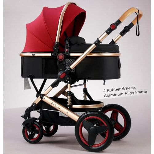 Belecoo Lightweight Luxury Baby Stroller 3 in 1 Portable High Landscape Reversible Stroller Hot Mom Pink Stroller Travel Pram