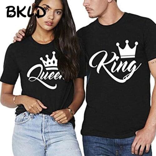 BKLD King Queen Couples T Shirt Crown Printing Couple Clothes Summer T-shirt 2019 Casual O-neck Tops Lovers Tee Shirt