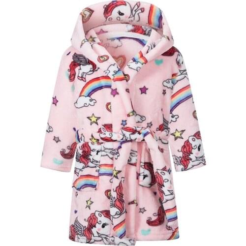 Childrens Nightgown Unicorn Hooded Children Bathrobes Baby Bath Robe Animal For Boys Girls Pyjamas Nightgown Kids Sleepwear