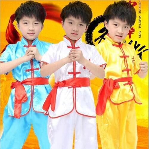 Bazzery Children Martial Art Training & Perform Clothes Unisex Short Sleeve Chinese Kungfu Costume Kids Stage Wear Tops & Pants