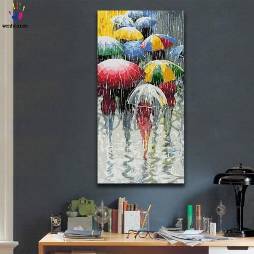 DIY colorings pictures by numbers with colors Umbrella in the rainy day picture drawing painting by numbers framed Home