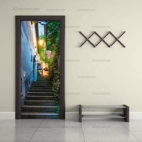 Country Trail Home Decoration Door Stickers Warm Lights Door Decals Self-Adhesive Room Decoration Waterproof Poster Two-Pieces