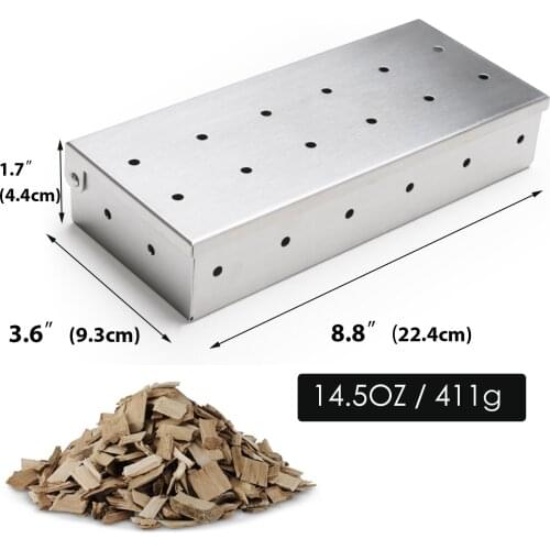 Stainless Steel Smoker Box BBQ Meat Smoker Box For Gas Grill Wood Chips - Add Delicious Smoky BBQ Flavor to Your Grilled Meat