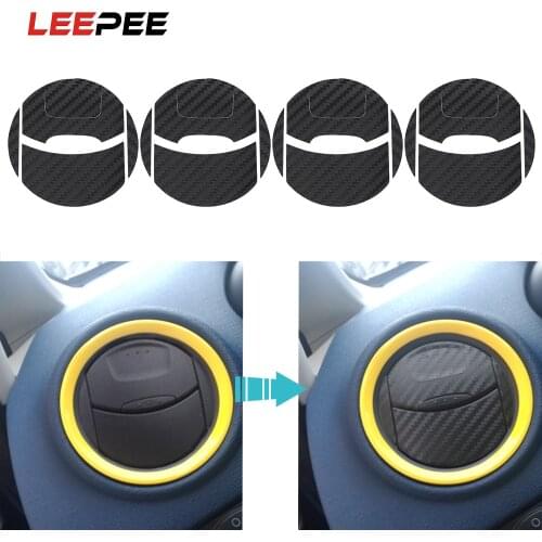 LEEPEE 4 Pieces/Set Car Air Conditioner Outlet Stickers Protection Decal Decorative Stickers Carbon Fiber For Ford Mondeo MK3