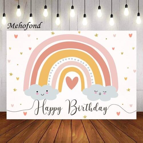 Mehofond Boho Rainbow Photography Background Pink Bohemian Baby Shower Girl Birthday Party Portrait Decor Backdrop Photo Studio