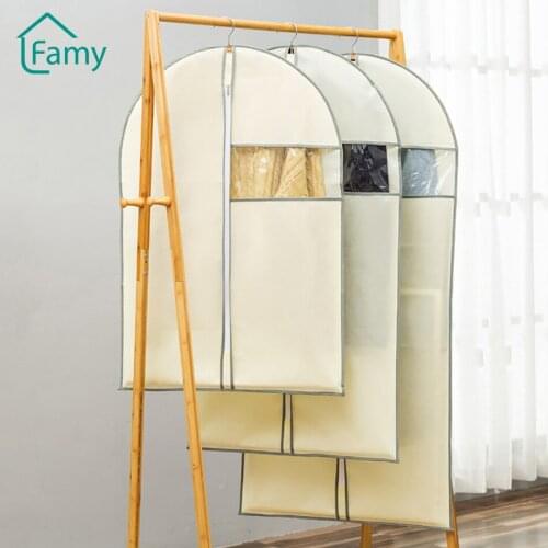 Garment Bags Dust Cover Clothes Storage Coat Suit Shirt Clothing Visible Windows Household Hanging Organizer Wardrobe Cover