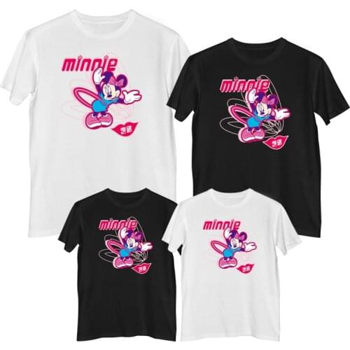 Disney Mickey Mouse Minnie Mouse T shirt Summer Comfortable 100% cotton Fashion Womens cotton t-shirt Girl outfit mother kids